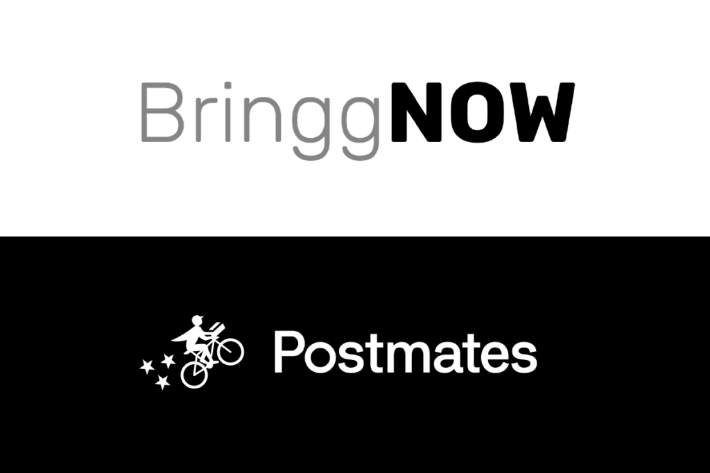 Bringg NOW & Postmates logos
